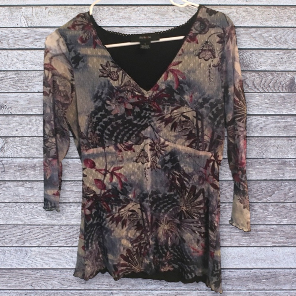 Y2K Style & Co cute top with silver sparkles medium